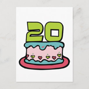 Cartão Postal Bolo de aniversário de 20 anos