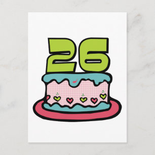 Cartão Postal Bolo de aniversário de 26 anos
