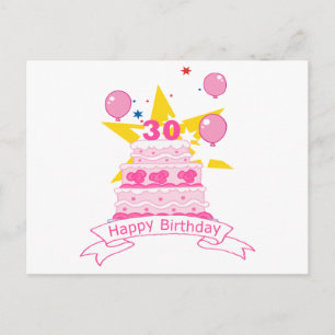 Cartão Postal Bolo de aniversário de 30 anos
