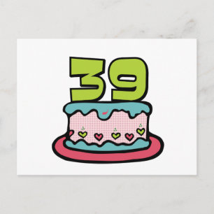 Cartão Postal Bolo de aniversário de 39 anos