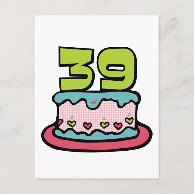 Cartão Postal Bolo de aniversário de 39 anos (Frente)