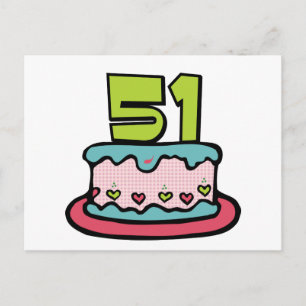 Cartão Postal Bolo de aniversário de 51 anos