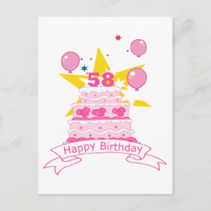Cartão Postal Bolo de aniversário de 58 anos