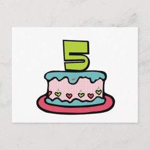 Cartão Postal Bolo de aniversário de 5 anos