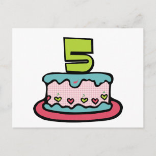 Cartão Postal Bolo de aniversário de 5 anos