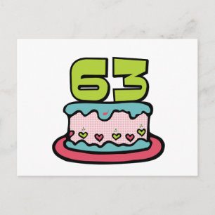 Cartão Postal Bolo de aniversário de 63 anos
