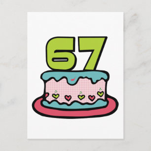 Cartão Postal Bolo de aniversário de 67 anos