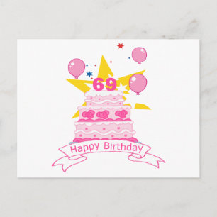 Cartão Postal Bolo de aniversário de 69 anos