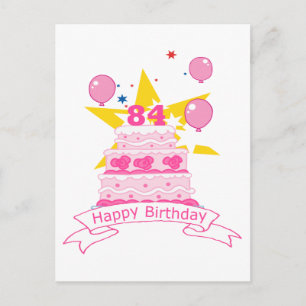 Cartão Postal Bolo de aniversário de 84 anos