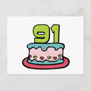 Cartão Postal Bolo de aniversário de 91 anos