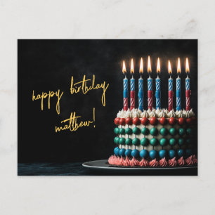 Cartão Postal Bolo de aniversário de Abacus com velas