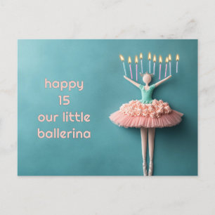 Cartão Postal Bolo de Aniversário de Bailarina Rosa