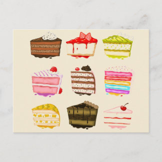 Cartão Postal Bolo de aniversário de bolo bonito com creme color