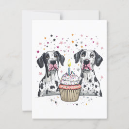 Cartão Postal Bolo de Aniversário de Cachorros Great Dane
