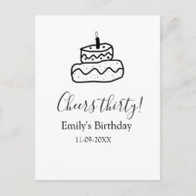 Bolo de aniversário de trinta anos esboço à mão pr