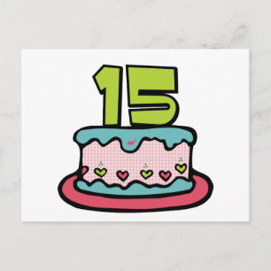Cartão Postal Bolo de aniversário do adolescente de 15 anos