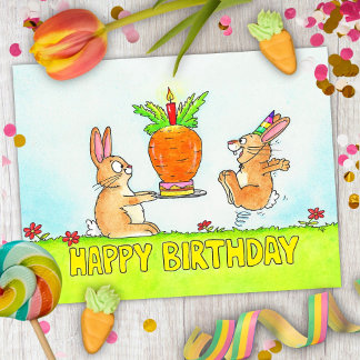 Cartão Postal Bolo de Aniversário do Bunny