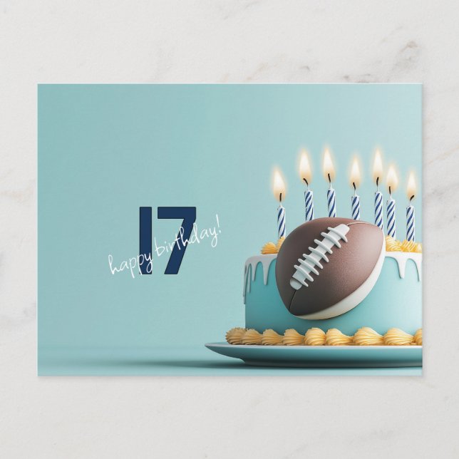 Cartão Postal Bolo de Aniversário do Futebol Americano (Frente)
