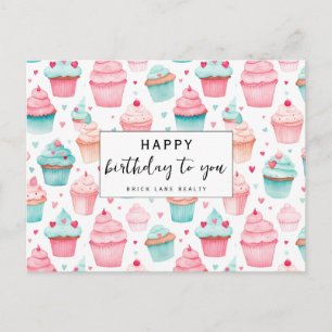 Cartão Postal Bolo de Aniversário Empresarial Feliz Aniversário
