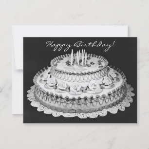 Cartão Postal Bolo de Aniversário Fotografia Vintage