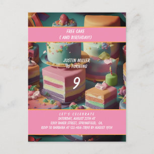 Cartão Postal bolo de aniversário grátis