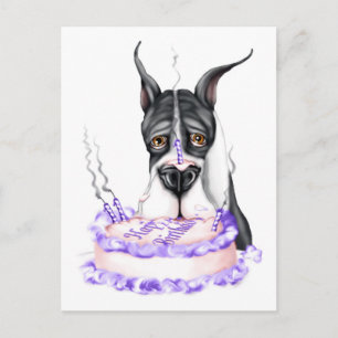 Cartão Postal Bolo de Aniversário Great Dane Mantle