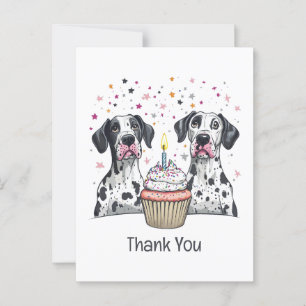 Cartão Postal Bolo de Aniversário para Dogue Alemão Grato