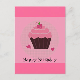Cartão Postal Bolo de Aniversário Rosa