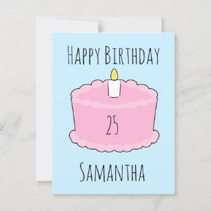 Cartão Postal Bolo de aniversário rosa