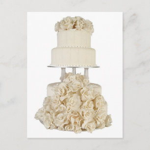 Cartão Postal Bolo de Casamento Base de rosa
