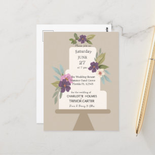 Cartão Postal Bolo de Casamento Floral Moderno