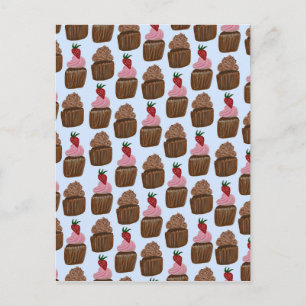 Cartão Postal Bolo de Chocolate com Recheio Padrão Feliz Anivers