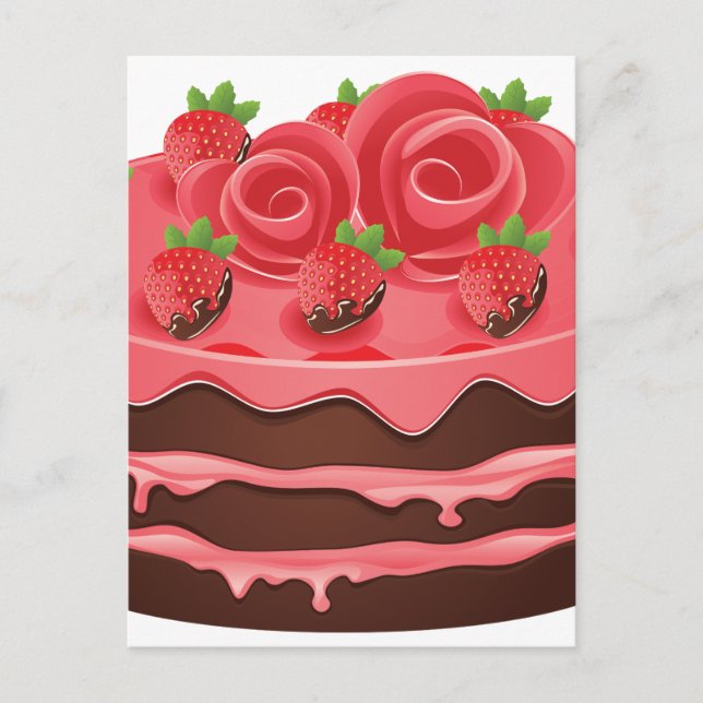 Cartão Postal Bolo de Chocolate Decorado (Frente)