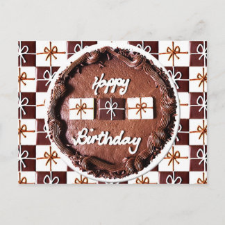 Cartão Postal Bolo de Chocolate Feliz Aniversário