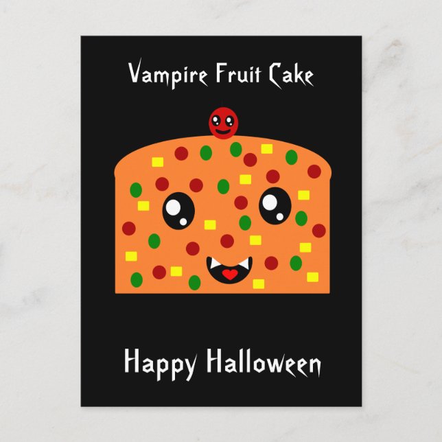 Cartão Postal Bolo de Fruta Vampiro "Feliz Halloween" (Frente)