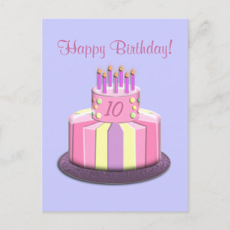 Cartão Postal Bolo de Idade de Aniversário (Rosa)