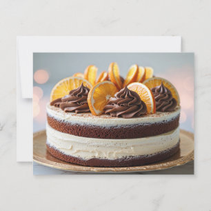 Cartão Postal Bolo de Laranja com Chocolate e Fatias de Fruta La