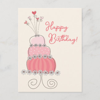 Cartão Postal Bolo de Noivado Rosa, Brincadeiras, Obrigado