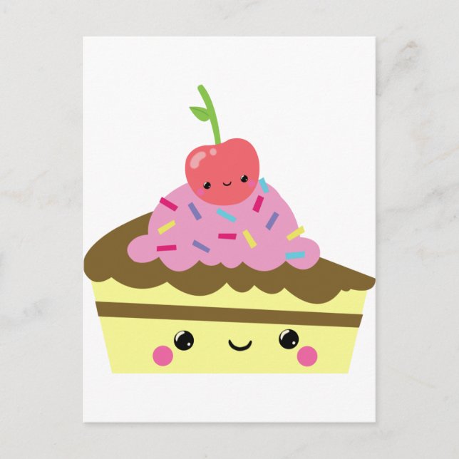 Cartão Postal Bolo de Sorvete Kawaii (Frente)