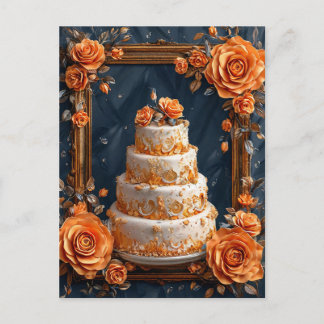 Cartão Postal Bolo de três andares decorado Luxo Celebração 🎂🌸
