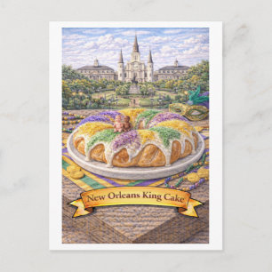 Cartão Postal Bolo do Rei de Nova Orleans (Série de Comida Ameri