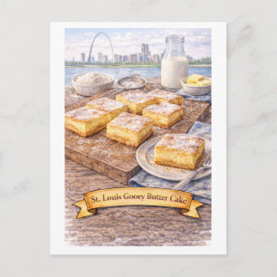 Cartão Postal Bolo Gooey Butter de St. Louis (Série de Comida Am