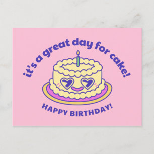 Cartão Postal Bolo Rosa e Roxo Classe e Sofisticação Texto Curvo
