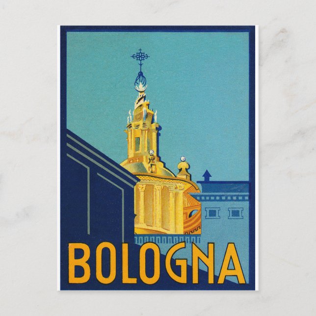 Cartão Postal Bologna, edifícios da cidade, Itália, viagem vinta (Frente)