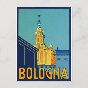 Cartão Postal Bolonha, edifícios urbanos, Itália, viagens vintag