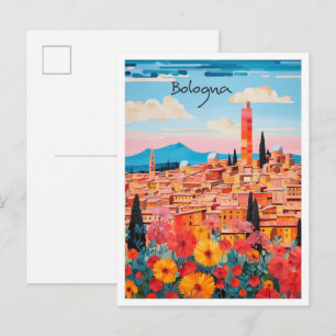 Cartão Postal Bolonha Itália Arte Viagem 