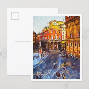 Cartão Postal Bolonha Itália Linda Pintor de Petróleo