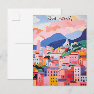 Cartão Postal Bolonha Itália Viagem Cidade Pintura Estética