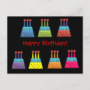 Cartão Postal Bolos de Aniversário Arco-íris Festa BonBon