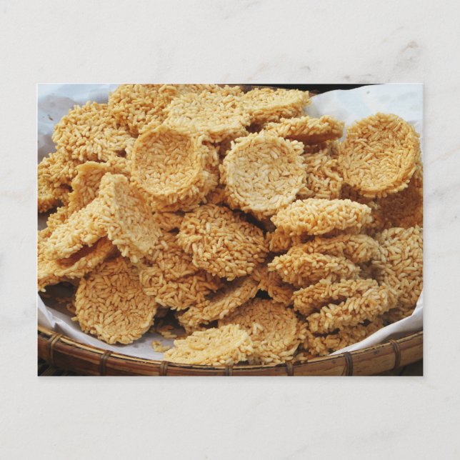 Cartão Postal Bolos de arroz encharcados ~ Comidas de doçarias a (Frente)